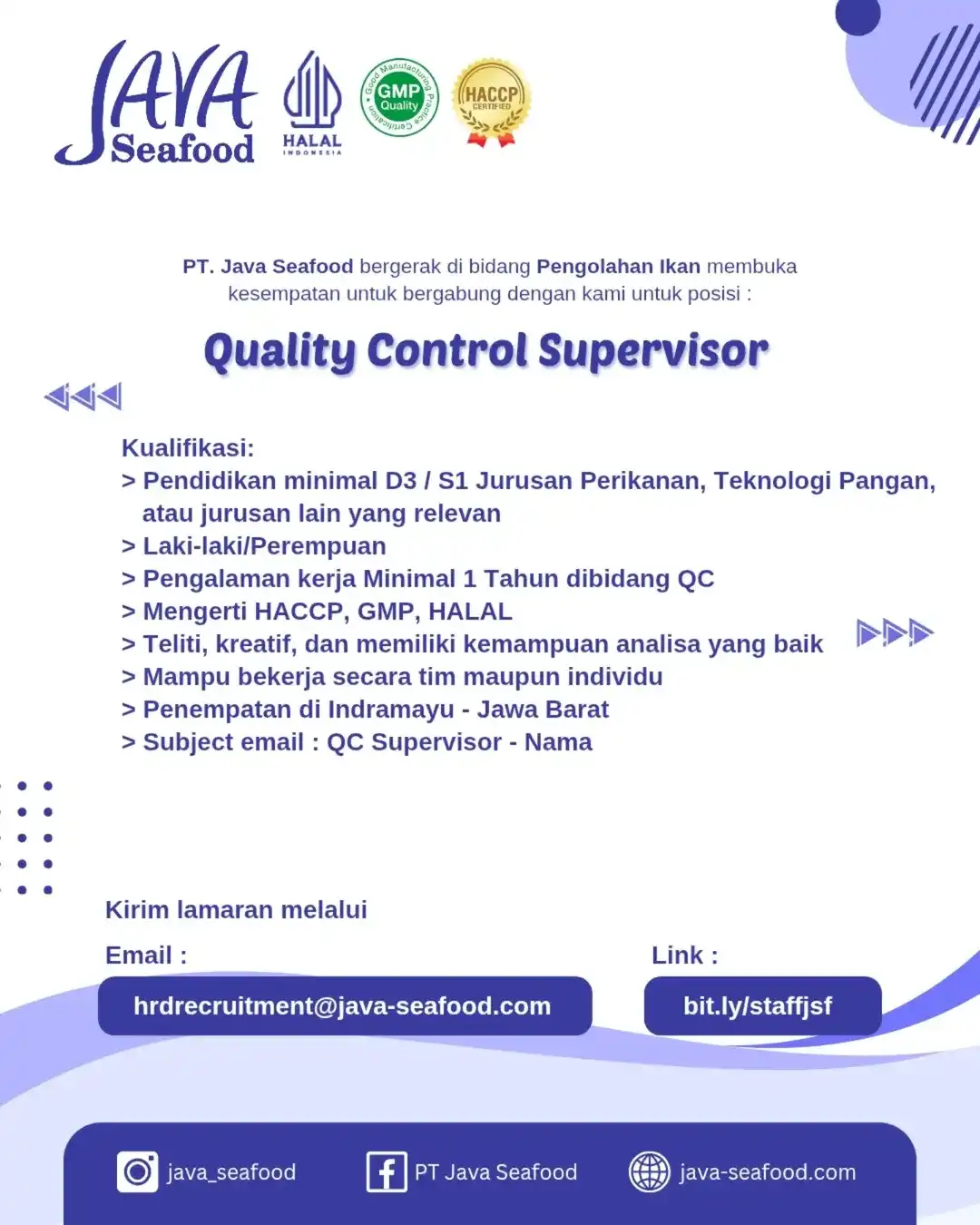 Lowongan Kerja PT Java Seafood Indramayu 